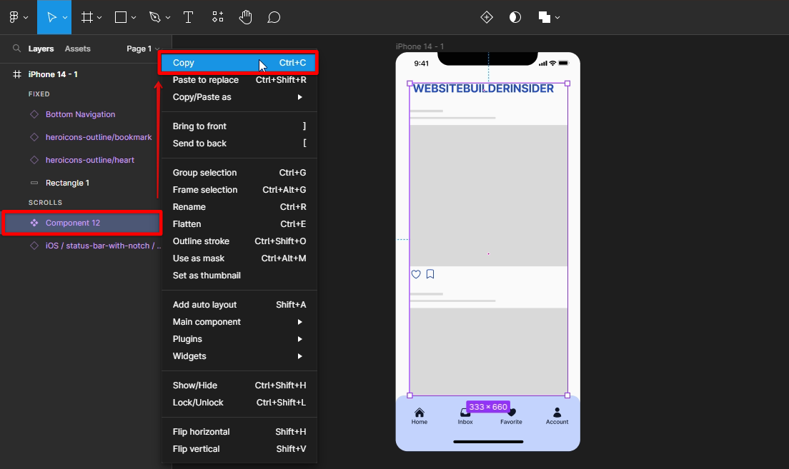 Copy component styles in Figma