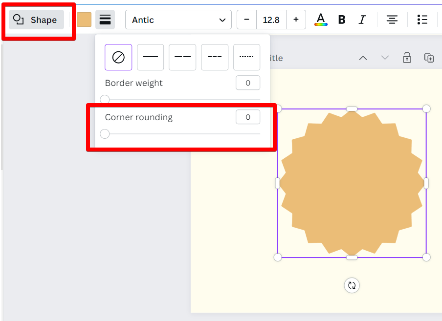 corner rounding shapes in Canva