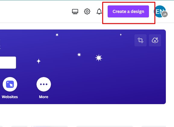 create design menu in Canva