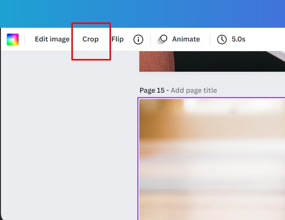 crop tool in editing images in templates