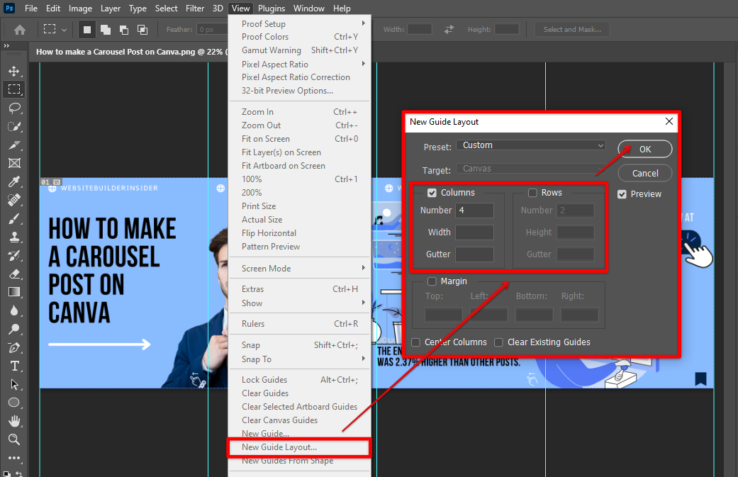 Customize new guide layout photoshop