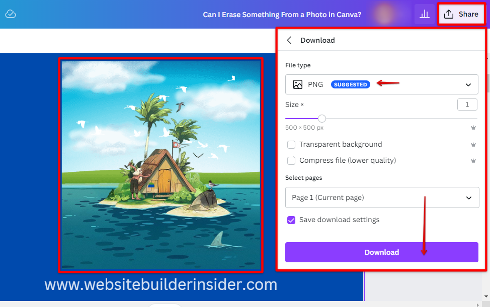 Download or Share the final image you created in Canva