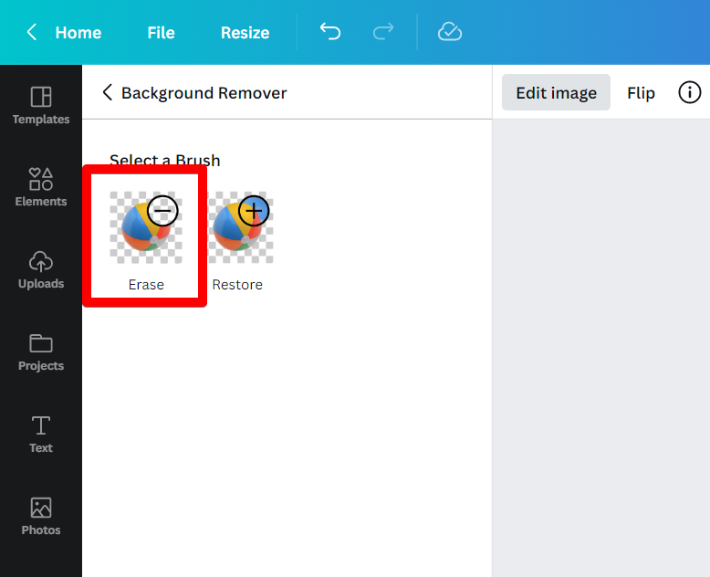 erase option in Canva