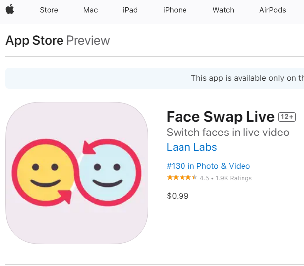 face swap live - apple store