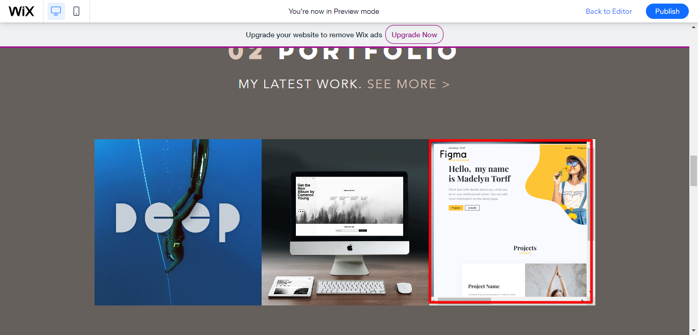 Figma prototype embedded in wix site