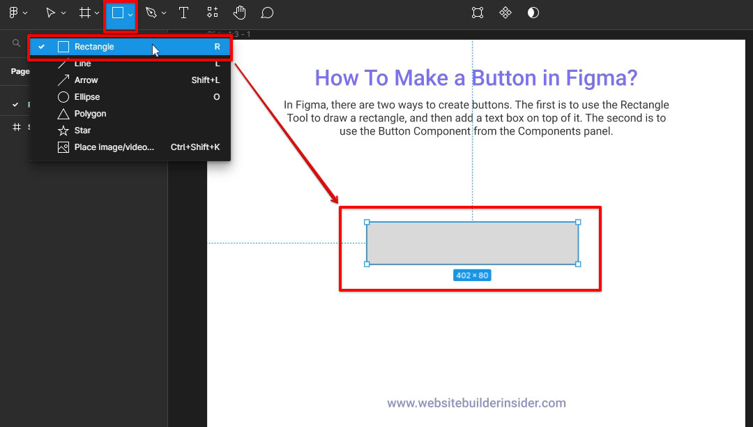 Go to Figma shapes menu and select the rectangle tool