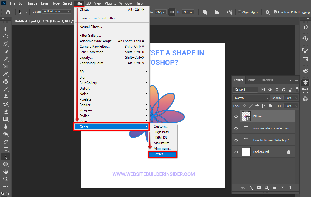 Go to Photoshop filter menu and click offset under the other menu