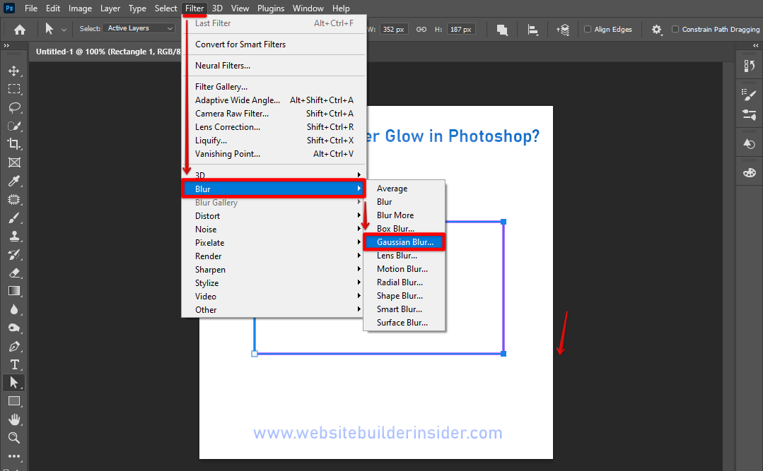 Go to Photoshop filter menu, click blur then select gaussian blur
