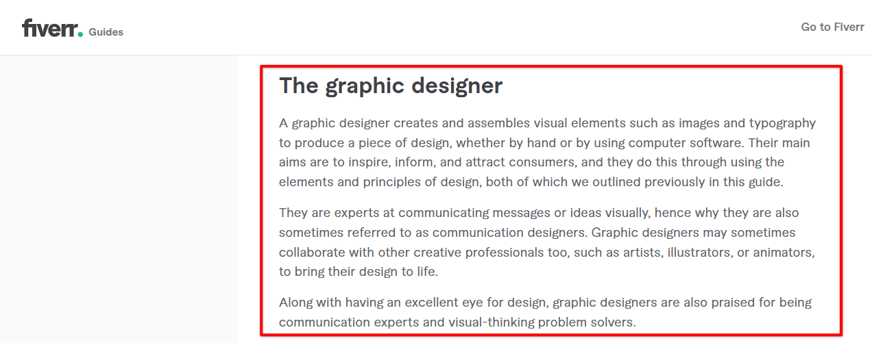 Graphic designer job description in Fiverr