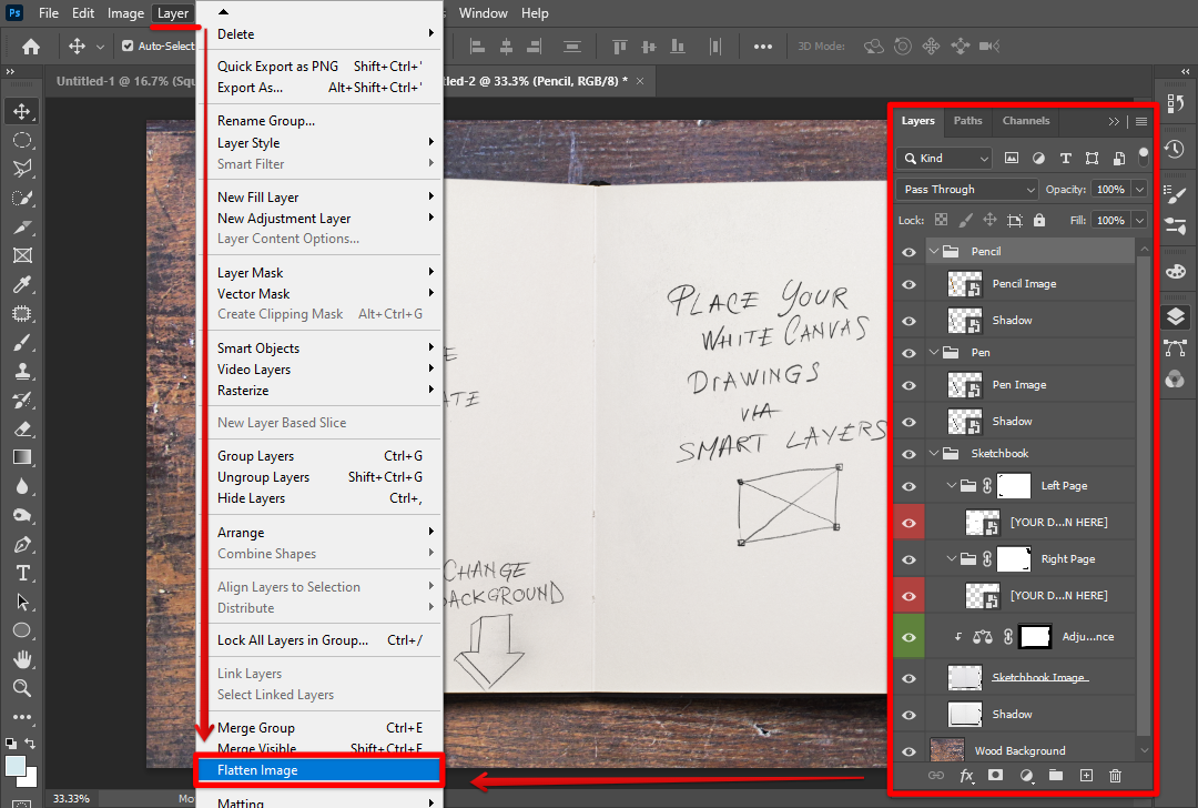 If image has too many layers, use the Photoshop Flatten Image tool to merge all layers to one for JPG export