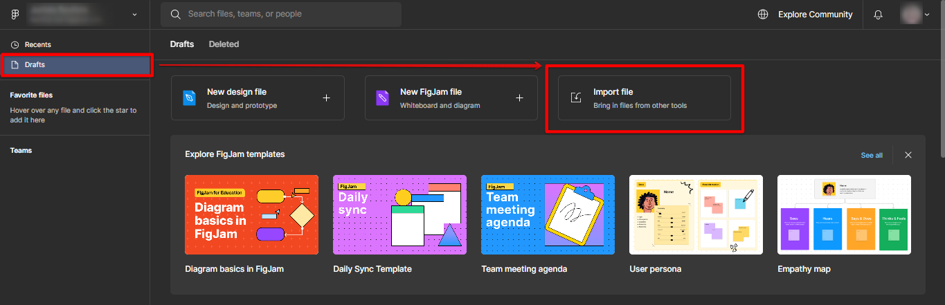 Import files to draft in Figma