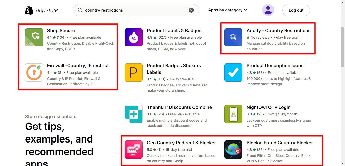 Install country restriction apps from shopify store