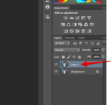 creating layer 1 in a photo