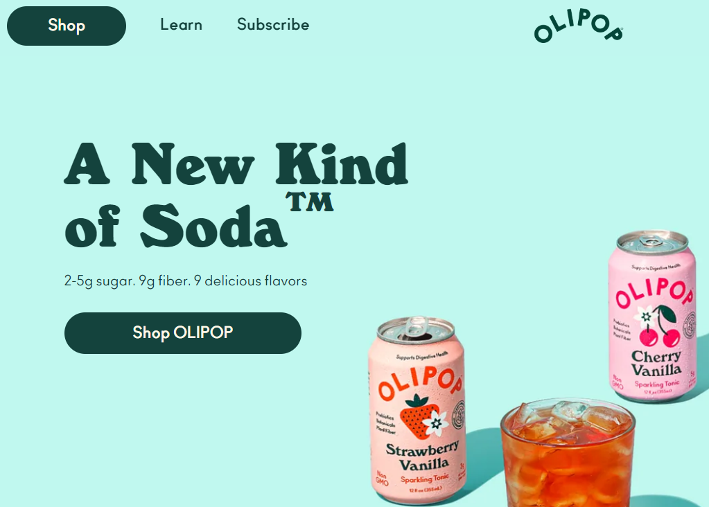 olipop shopify store with video
