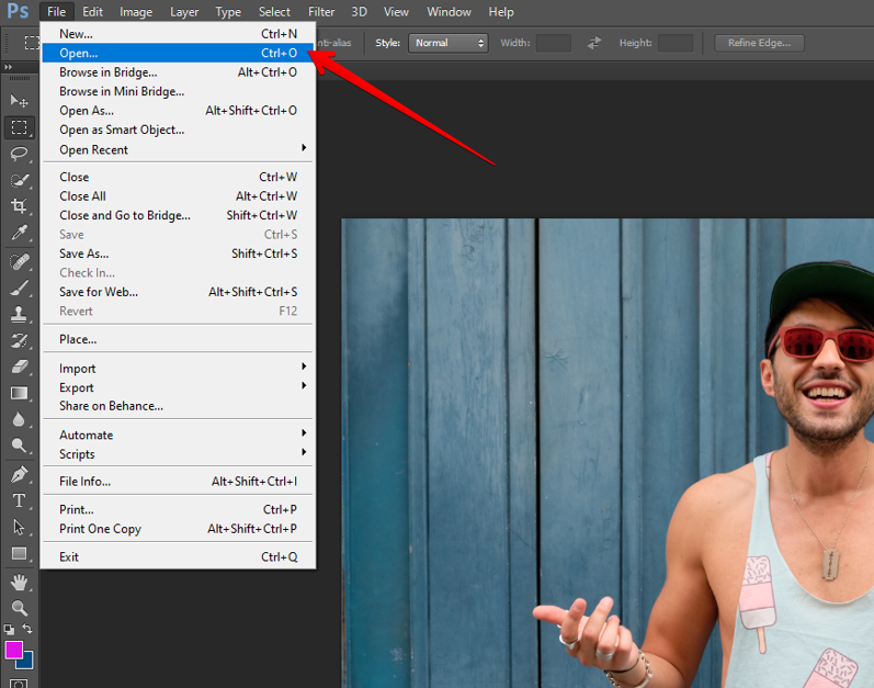 open image file in photoshop