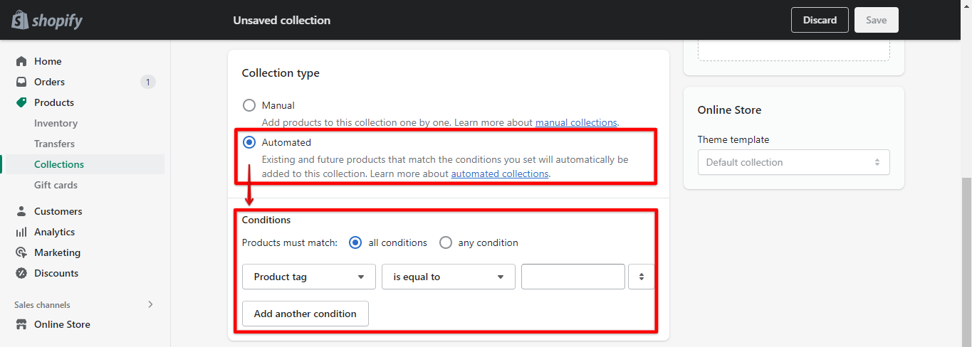 Or set Shopify store collection type as automatic