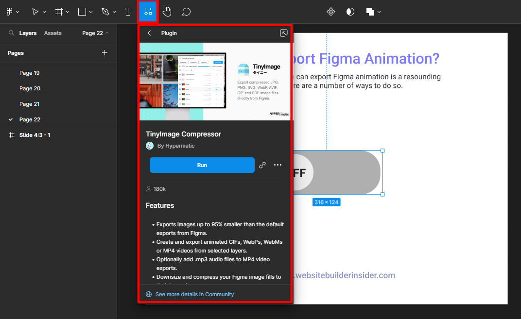 Or use the Figma TinyImage Compressor plugin for exporting your animation