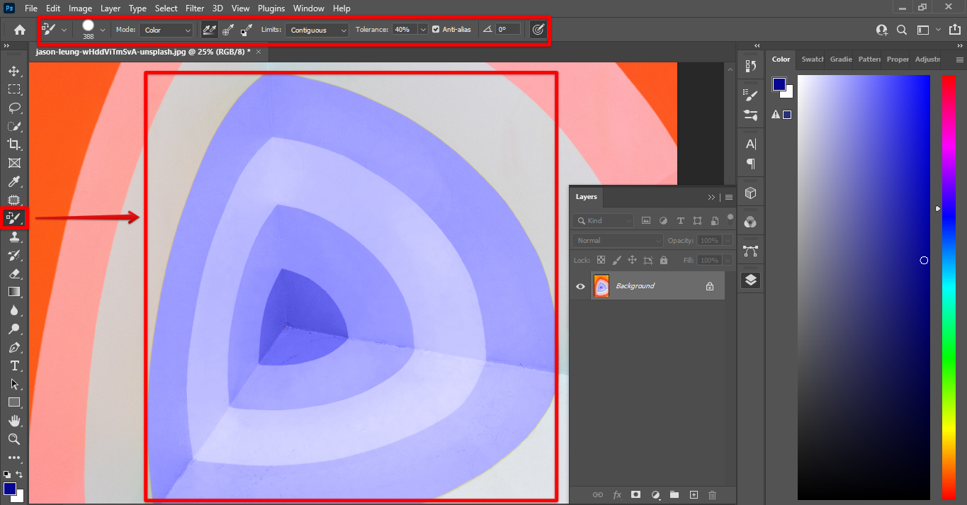 Photoshop color replacement color can quickly change the color of an object or area