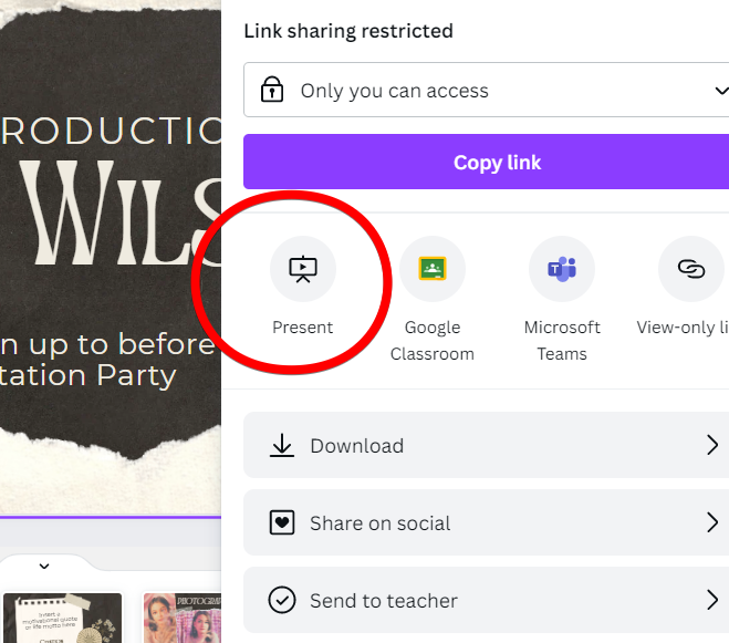 click present in Canva