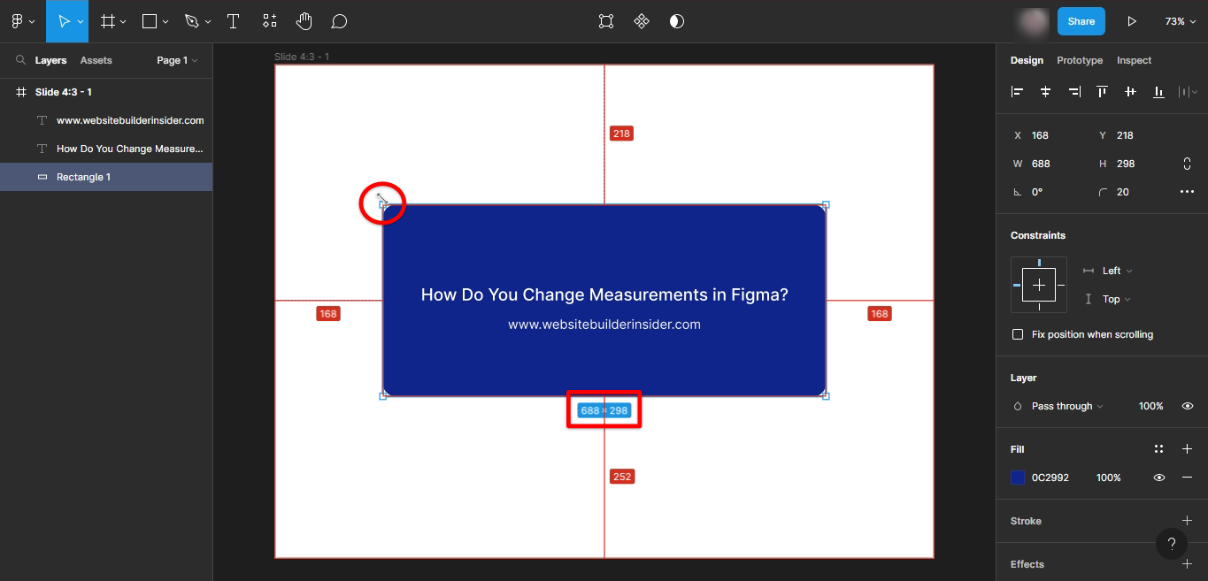 Resize object in Figma to change measurement