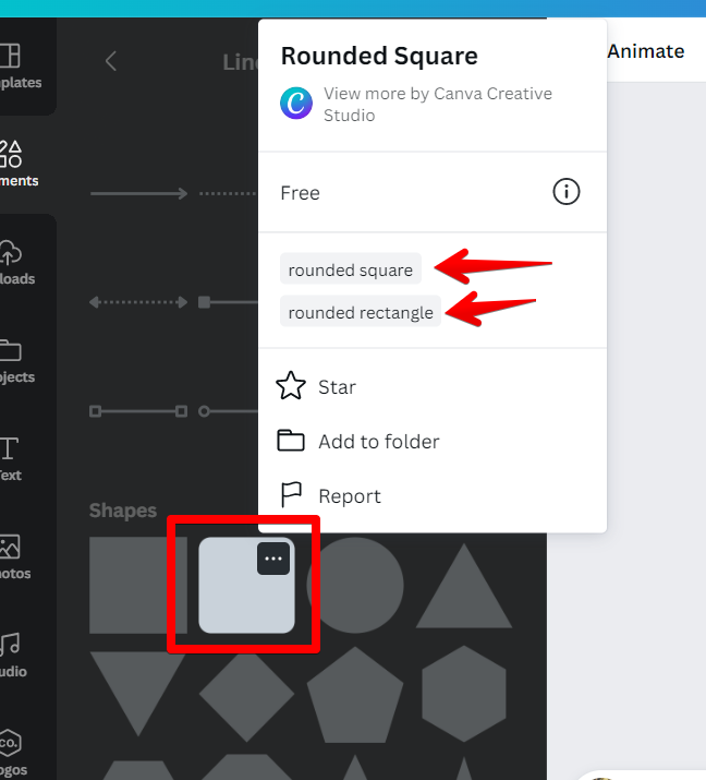 rounded shapes in Canva