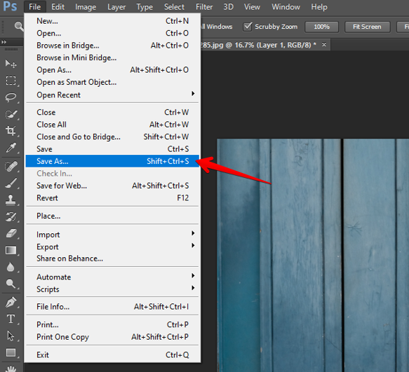 download file using save as in photoshop