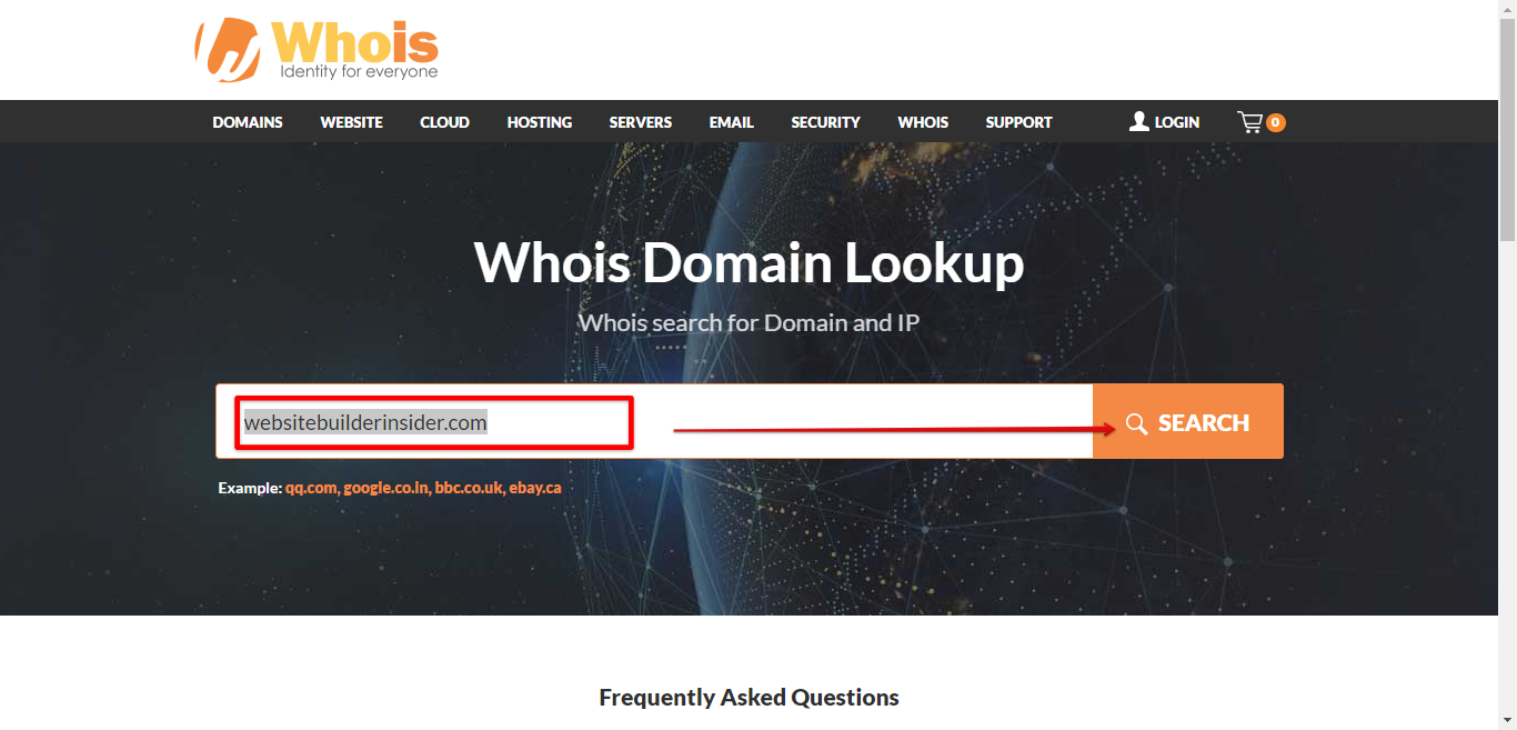 Search IP address using whois lookup