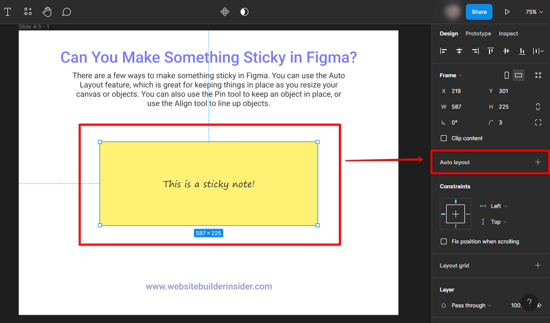 Select an object then click Figma auto layout tool