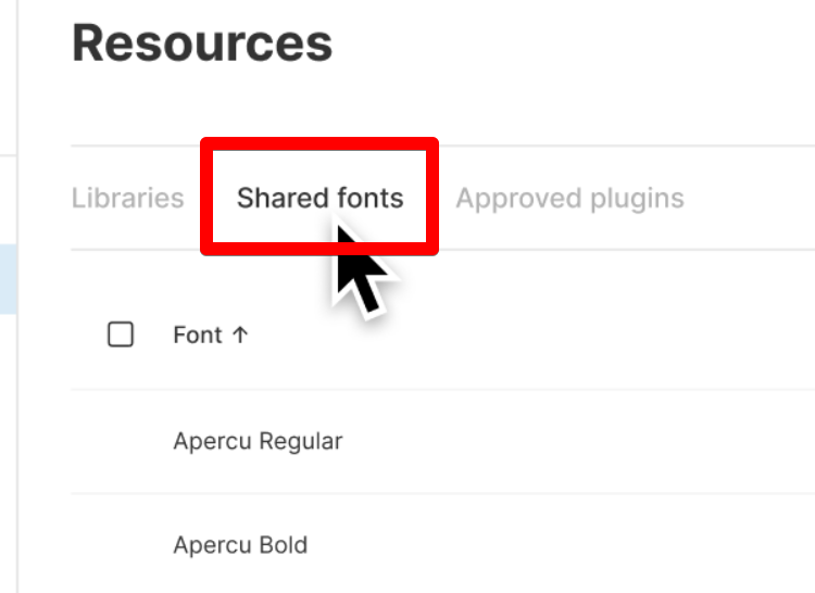 shared fonts in figma