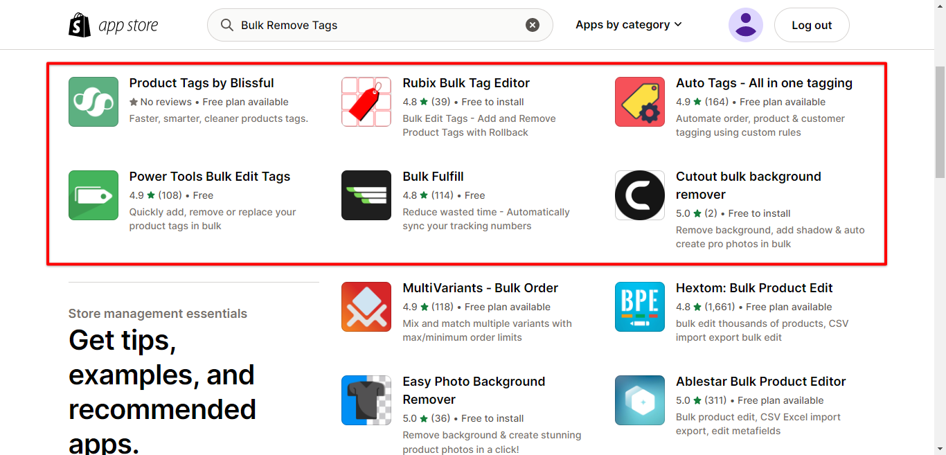 Shopify bulk remove tag apps