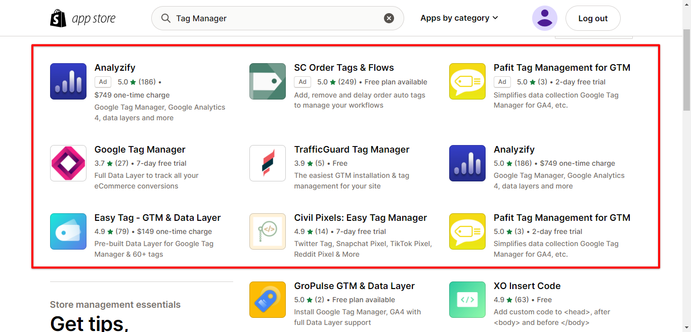 Shopify tag manager apps