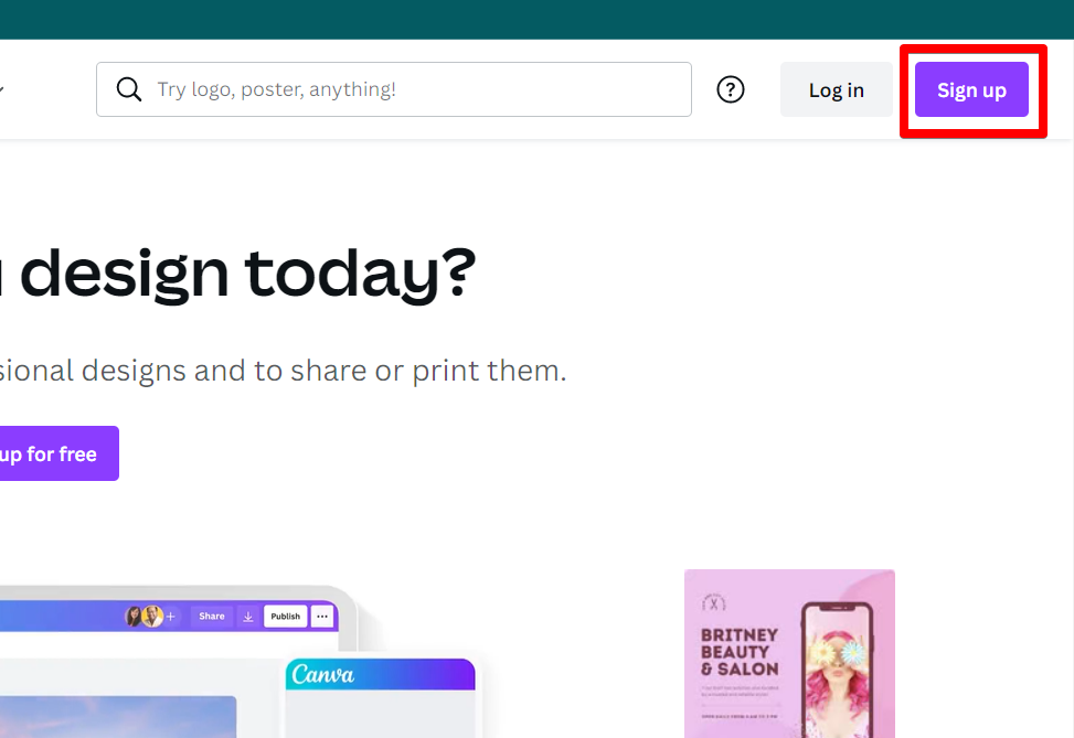 sign up account in Canva