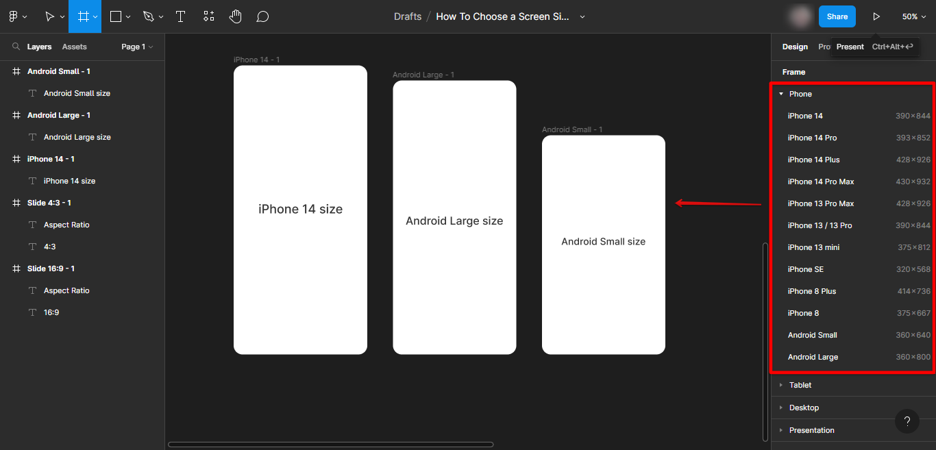 Small screen size Figma