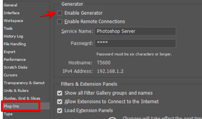 uncheck enable generator in the adobe preferences plugins