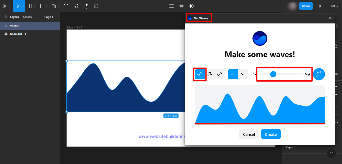 Use Get waves plugin to create waves in Figma