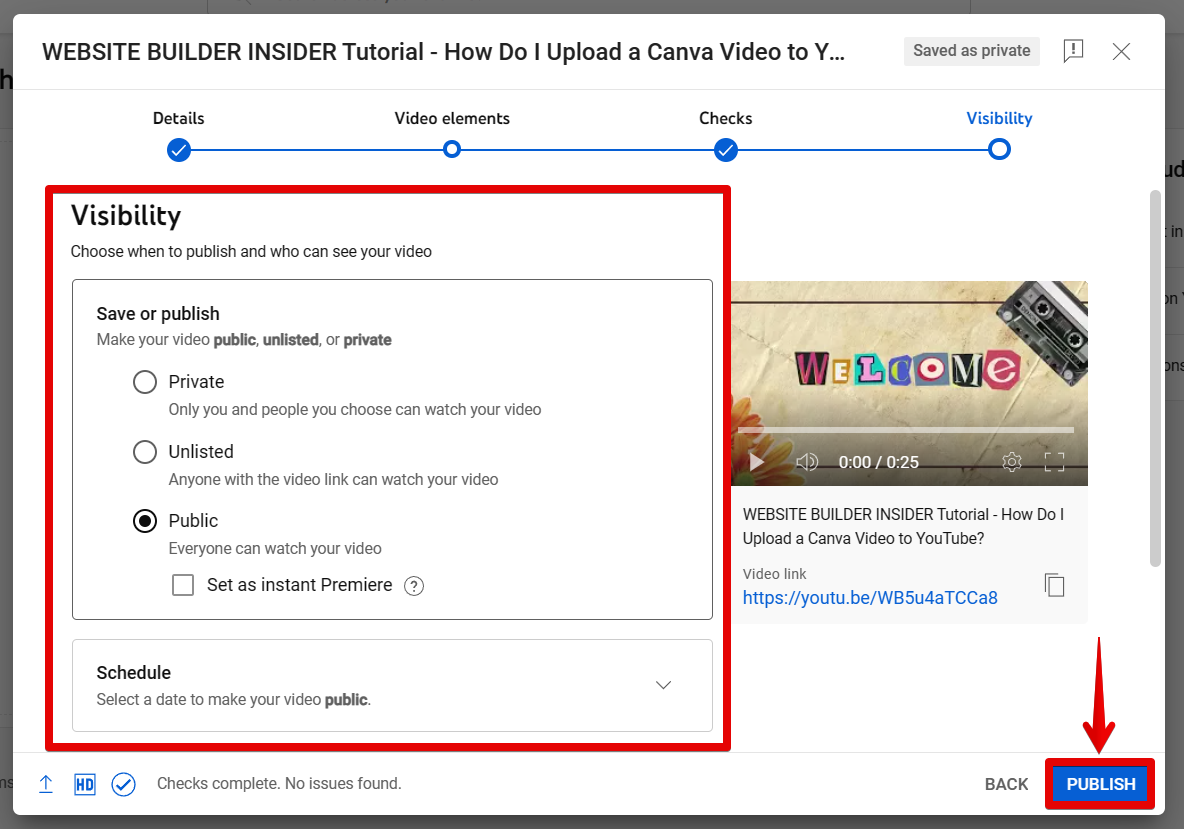 how to upload youtube video to canva presentation
