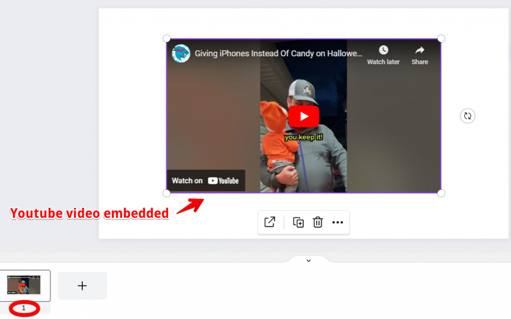 youtube video embedded into a slide presentation